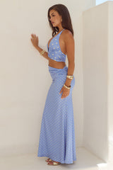 Lumia Halter Cutout Maxi Dress Periwinklelemon Polka