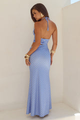Lumia Halter Cutout Maxi Dress Periwinklelemon Polka