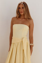 Maeve Strapless Side Tie Maxi Dress Butter