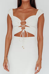 Iconic Cut-Out Bodice Midi Dress Cream