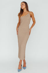 Cinzia One-Shoulder Cut-Out Midi Dress Brown