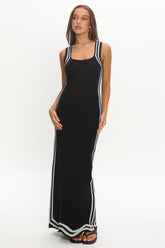 Roselynne Square Neck Knit Maxi Dress Black