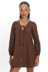 Westlyn Tie Front Mini Dress Chocolate