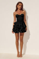 Tabitha Bustier Ruffle Mini Dress Black