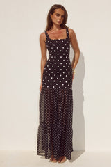 Tillie Sheer Bottom Maxi Dress Blackwhite Polka
