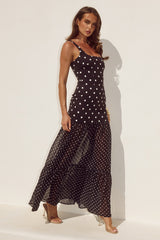 Tillie Sheer Bottom Maxi Dress Blackwhite Polka