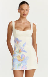 Astra Mini Dress - Square Neck A Line Dress In Astra Posey Floral Print
