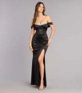 Stacey Rhinestone Trim Slit Formal Dress
