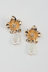 Araminta Floral Pearl Drop Earrings Gold