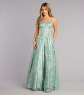 Aria Glitter Sequin Mesh A-Line Gown