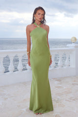 Chara Low Cross Back Maxi Dress Olive