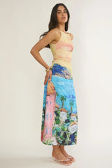 No Ordinary Girl Tied Back Maxi Dress Euro Print