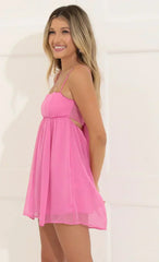 Chiffon Baby Doll Dress In Pink