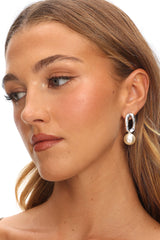 Krizia Drop Earrings Silver Pearl
