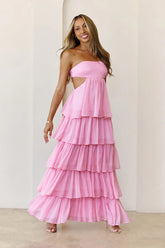 Luxe Mode Strapless Maxi Dress Pink