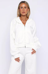 The Bride Boxy Zip Front Hoodie White