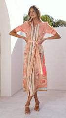 Magnolia Midi Dress - Acacia Palm Melon