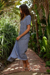 Ember Floral Midi Dress In Blue