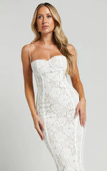 Shayda Lace Midi Dress - Bust Cup Lace Dress in White