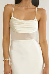 Golden Era Sheer Waist Maxi Dress Oyster