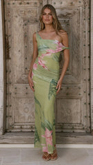 Lena Maxi Dress - Olive Floral