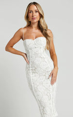 Shayda Lace Midi Dress - Bust Cup Lace Dress in White