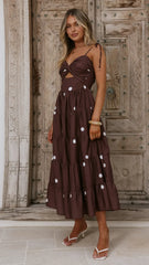 Kiana Midi Dress - Chocolate Polka