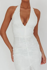 Alisette Halter Split Maxi Dress White