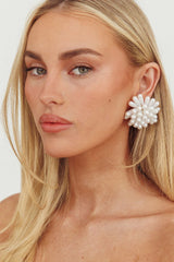 Mira Firework Cluster Earrings Pearl