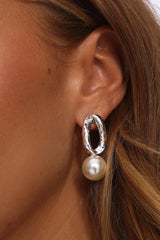Krizia Drop Earrings Silver Pearl