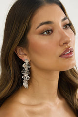 Venusa Irregular Bead Drop Earrings Clear