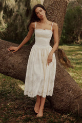 White Custom Lace + Cotton Midi Sundress