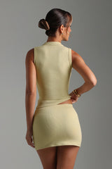 Sheveta Form-Ribbed A-Line Mini Skirt - Peppermint Tea