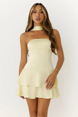 Summer Wardrobe Satin Mini Dress Yellow