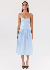 Yvette Corset Midi Dress - Blue