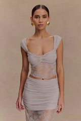 Guinevere Lace And Mesh Top - Lilac