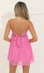 Chiffon Baby Doll Dress In Pink