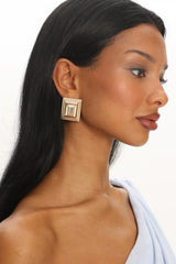Martha Rectangle Rhinestone Earrings Gold/Diamante