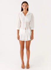 Sync Love Broderie Mini Skirt - White