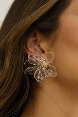 Monika Acrylic Flower Earrings Clear