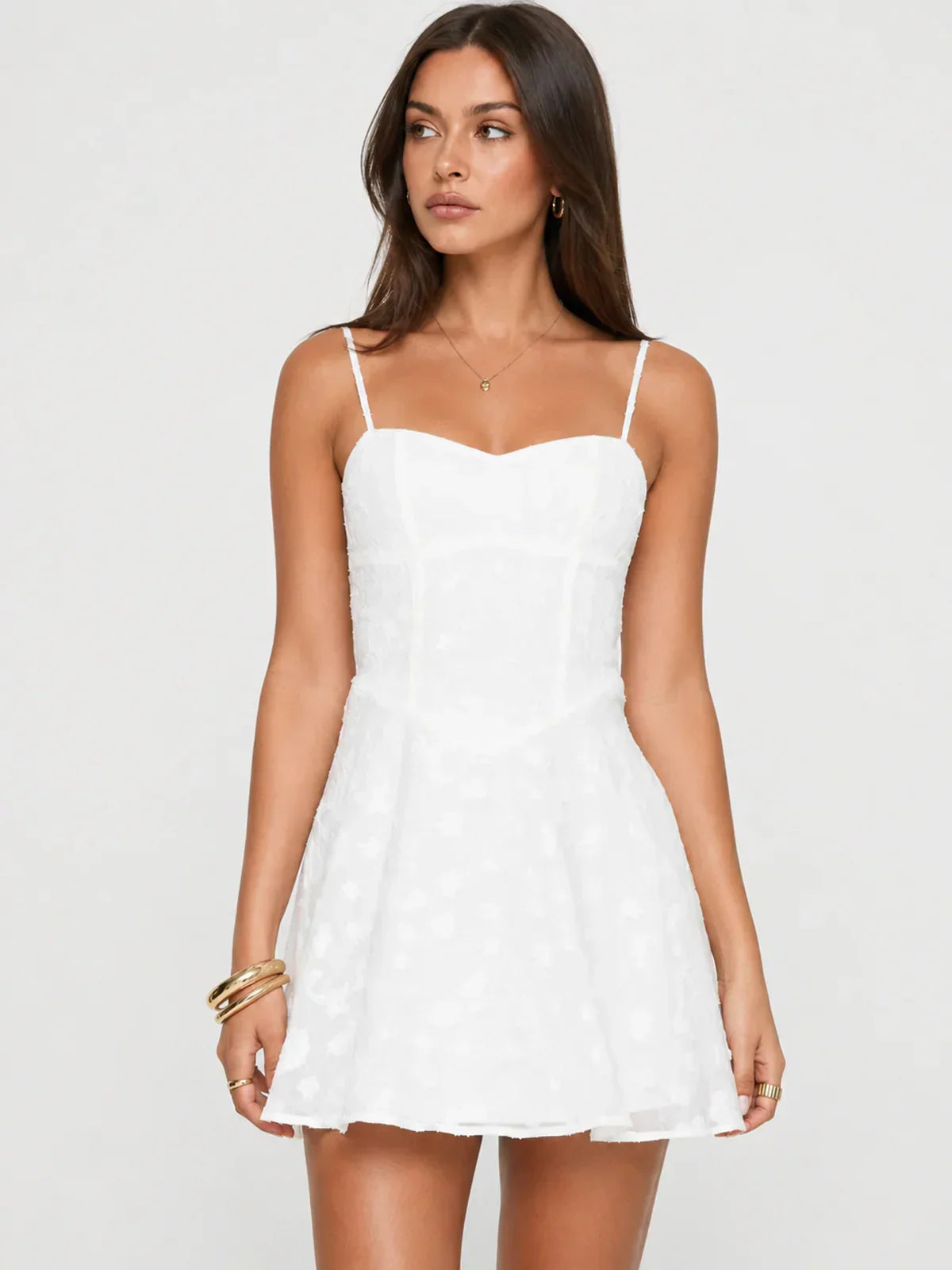 New Chapters Broderie Mini Dress In White