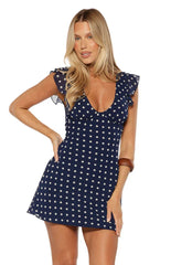 Freisha Navy Polka Dot Mini Dress