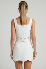 Evren Embroidered Scallop Top