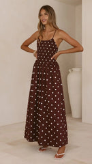 Gena Maxi Dress - Chocolate Polka