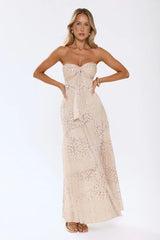 Cloud Leopard Strapless Maxi Dress Leopard