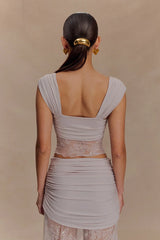 Guinevere Lace And Mesh Top - Lilac
