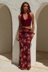 Alexis Halter Cut Out Maxi Dress Eliana Red