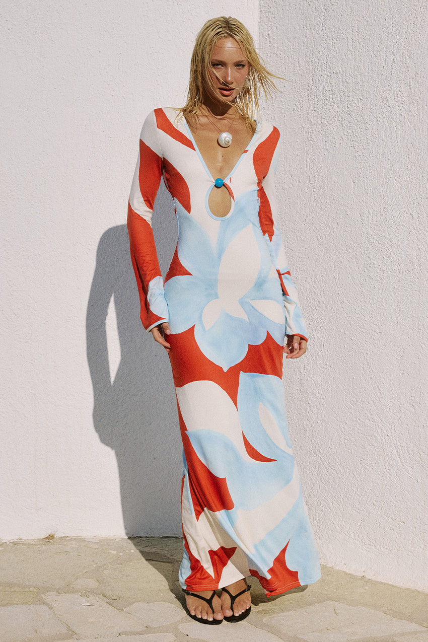Amoree Long Sleeve Maxi Dress Amoree Red