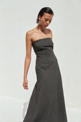 Aurea Maxi Dress Black Pinstripe