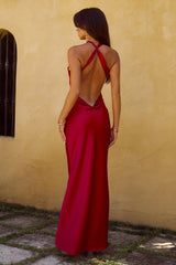 Chara Low Cross Back Maxi Dress Cherry